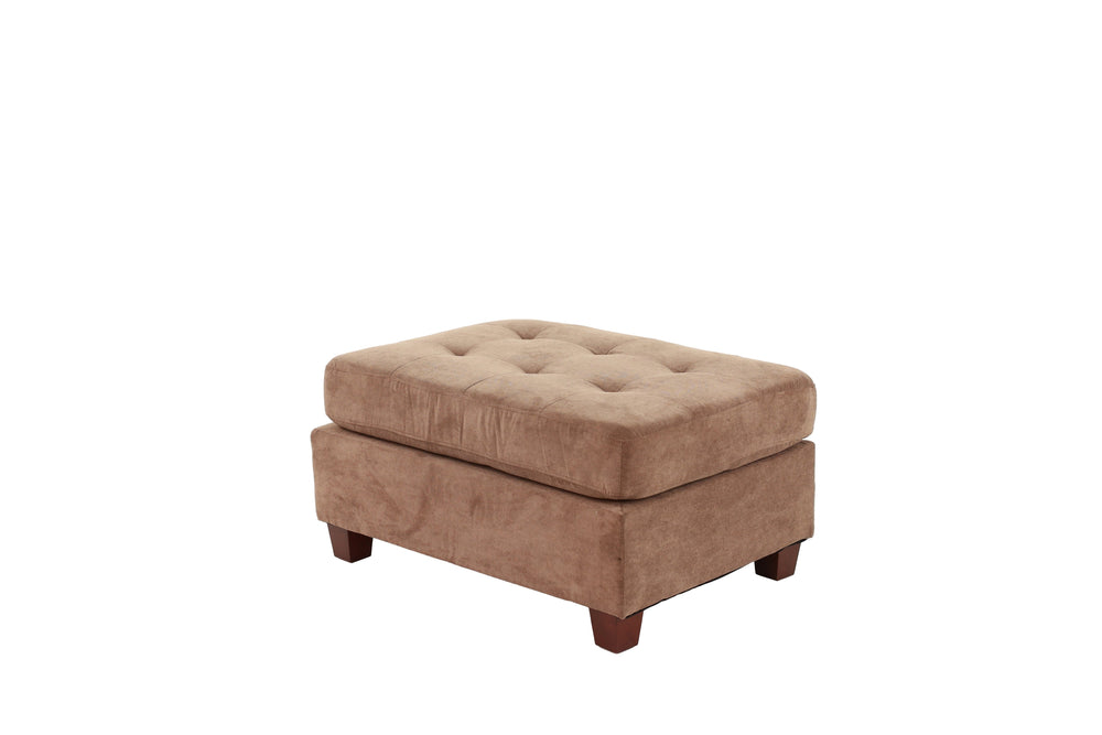 English Elm Cocktail Waffle Suede Ottoman in Truffle with Tufted Cushion, Plush 36"x26"x20" Accent Seat Hardwood Base B01152305