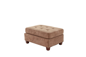 English Elm Cocktail Waffle Suede Ottoman in Truffle with Tufted Cushion, Plush 36"x26"x20" Accent Seat Hardwood Base B01152305