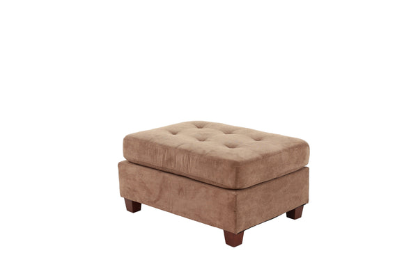 English Elm Cocktail Waffle Suede Ottoman in Truffle with Tufted Cushion, Plush 36"x26"x20" Accent Seat Hardwood Base B01152305