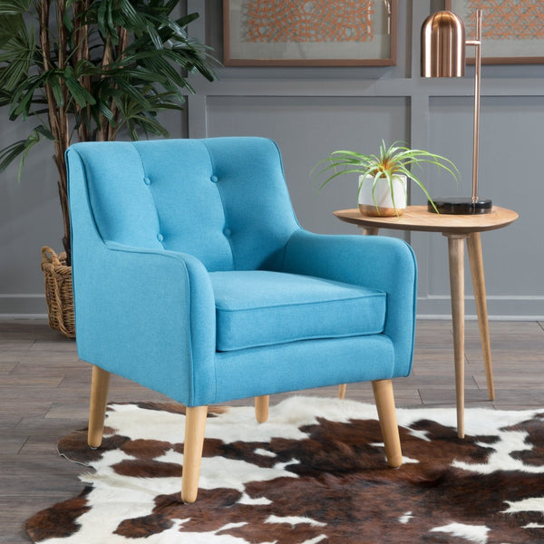 English Elm Arm Chair Tufted Mid-century Accent Seat with Rubberwood Legs for Living Room 60015.00TEL