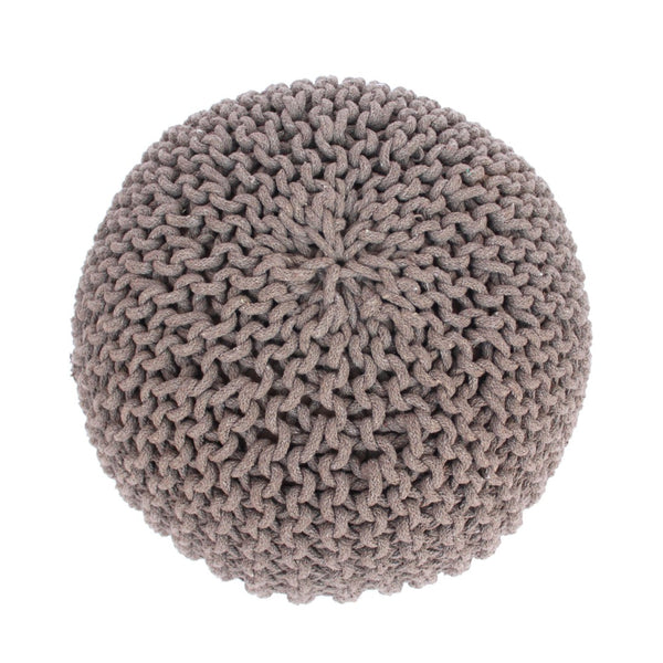 English Elm Moro Chunky Cable Knit Cotton Round Pouf Artisan Footrest for Living Room or Nursery 60480.00BRN