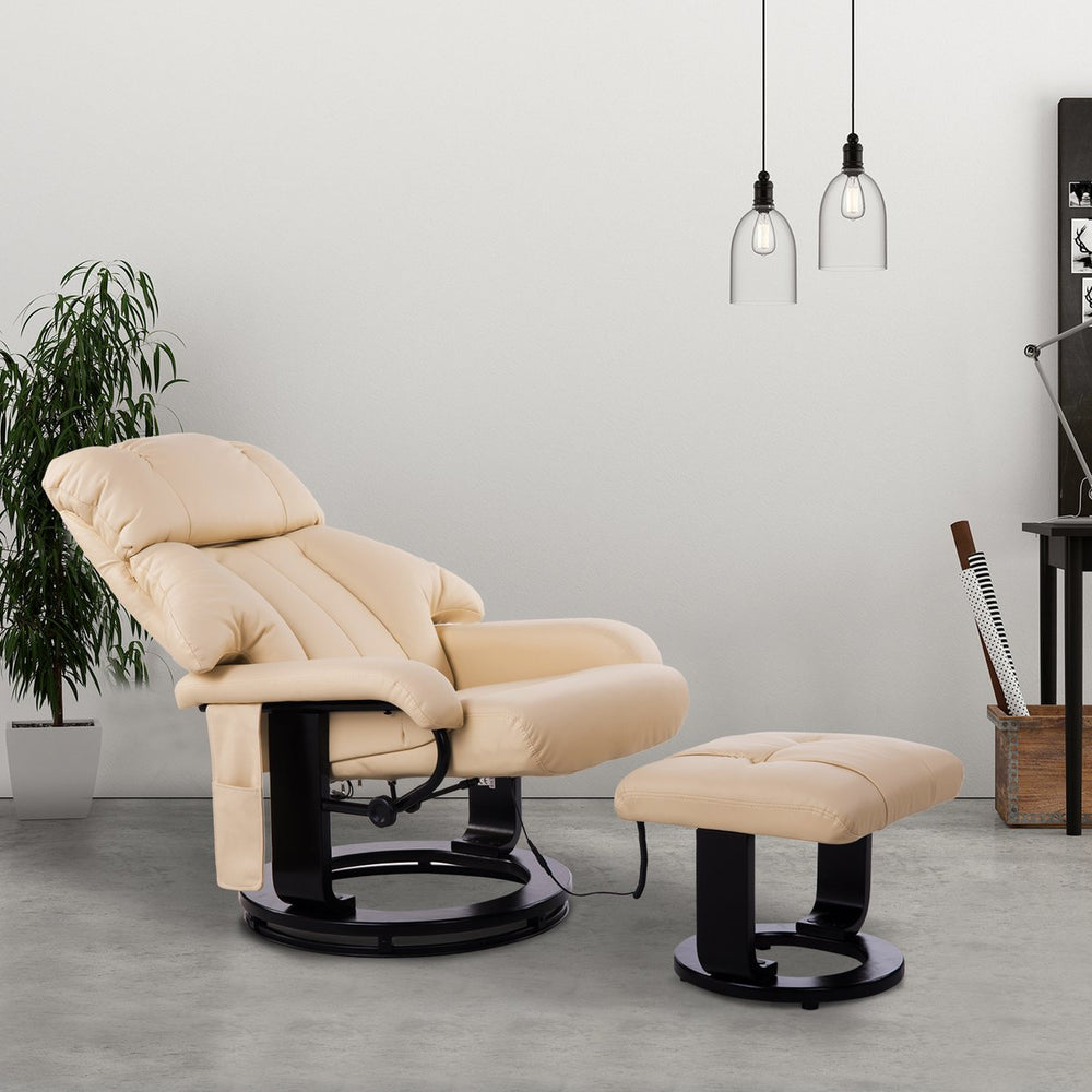 English Elm Homcom Massage Recliner Chair With Ottoman, 10-Point Vibration, 360° Swivel, Pu Leather Comfort W2225P217945