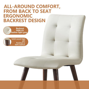 English Elm Dining Chair Set of 2 Mid Century Pu Upholstered Seat with Oak Legs for Any Room W5630P456169