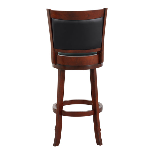 English Elm Comfortable Swivel Pub Height Chair - Dark Cherry Faux Leather, Solid Wood, 360° Ergonomic Design B011P238916