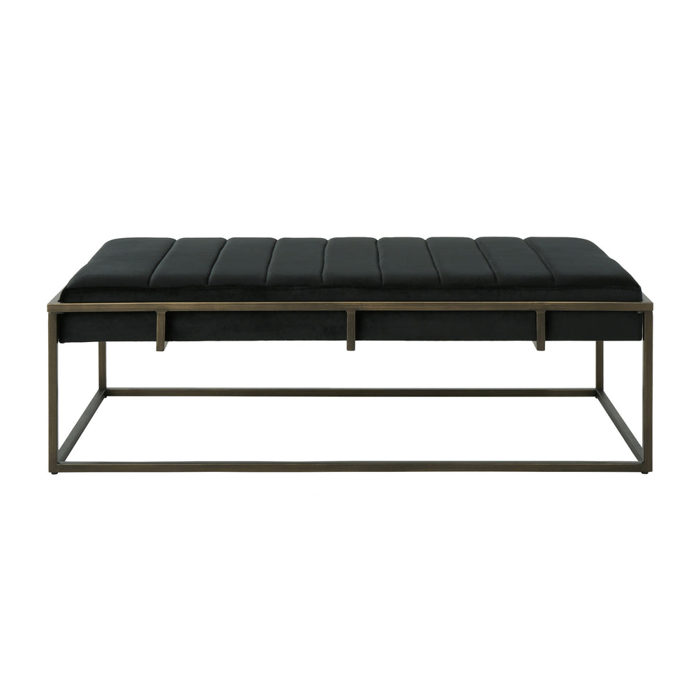 English Elm Christopher Knight Home® - Upholstered Velvet Ottoman Bench – Elegant Brass Frame, Chic Black Design For Modern Interiors N757P256384B
