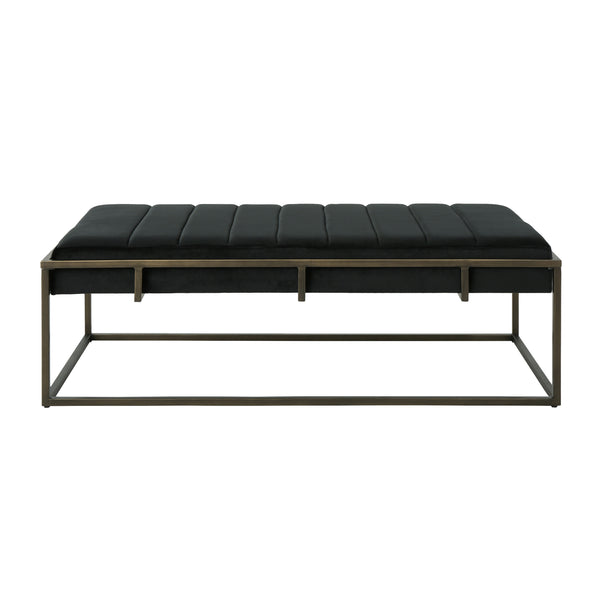 English Elm Christopher Knight Home® - Upholstered Velvet Ottoman Bench – Elegant Brass Frame, Chic Black Design For Modern Interiors N757P256384B