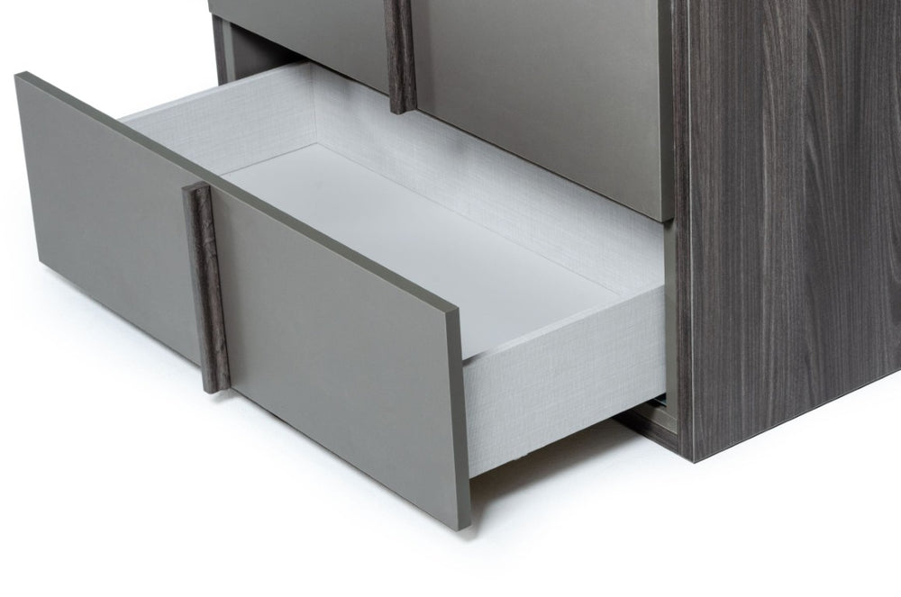 VIG Furniture Lucia Italian Modern Elm Chest With Matte Grey Veneer, 5 Soft-Close Drawers, Sleek Minimalist Design VGACLUCIA-CHEST-GRY