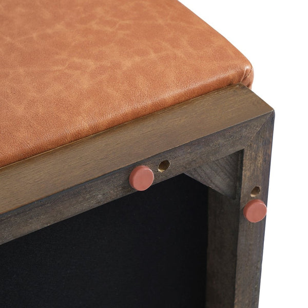 English Elm Multifunctional Pu Leather Ottoman with Rubberwood Legs for Modern Living Rooms N769P350145P