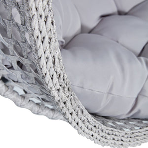 English Elm 76.8-inch Hand Woven Rattan Egg Swing Chair Indoor Outdoor with Cushion Lumbar Pillow Gray W1512P498595
