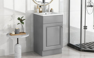 English Elm [video] Compact Sage Green Bathroom Vanity with Ceramic Sink Soft Close Cabinet Grey N759P237932E