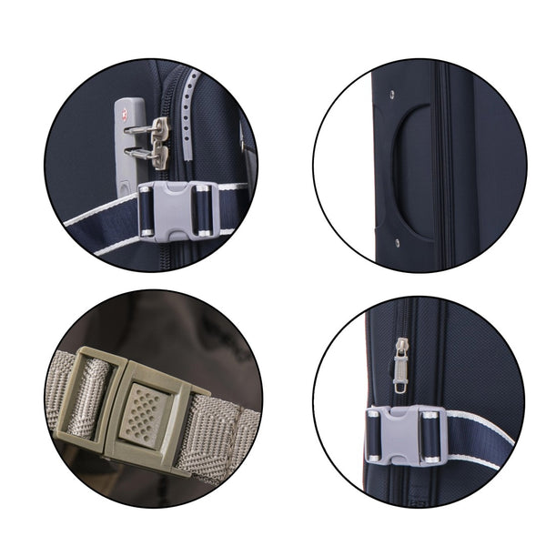 English Elm Softside Expandable Spinner Luggage Set Four Piece Lightweight Travel Collection Blue T3292P343864