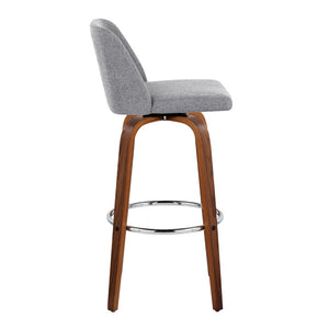 English Elm Toriano 30" Mid-Century Modern Barstool Set Of 2 - Stylish Swivel Design With Walnut & Grey Fabric B202S00675-GIGA