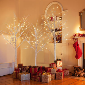 English Elm Set of Lighted Birch Tree with 216 Warm White LEDs, 3-Sizes 4/5/6FT, Indoor/Outdoor Romantic Decor N710P181843Y