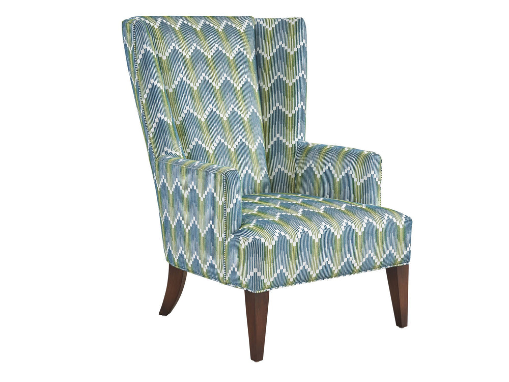 Lexington Brockton Wing Chair with Walnut Veneer Frame and Rose Gold Accents for Living Rooms 7658-11-61