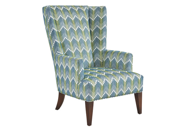 Lexington Brockton Wing Chair with Walnut Veneer Frame and Rose Gold Accents for Living Rooms 7658-11-61