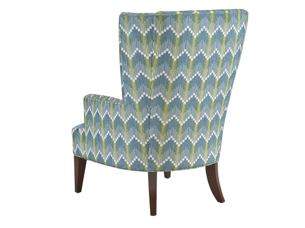 Lexington Brockton Wing Chair with Walnut Veneer Frame and Rose Gold Accents for Living Rooms 7658-11-61