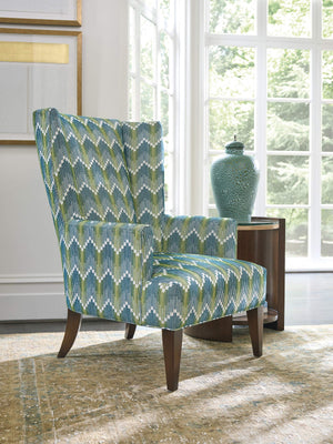 Lexington Brockton Wing Chair with Walnut Veneer Frame and Rose Gold Accents for Living Rooms 7658-11-61