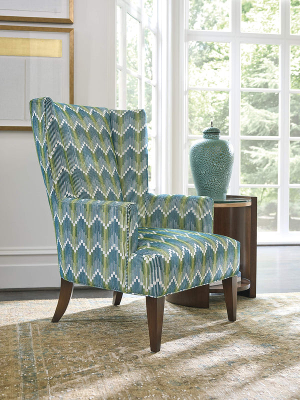 Lexington Brockton Wing Chair with Walnut Veneer Frame and Rose Gold Accents for Living Rooms 7658-11-61