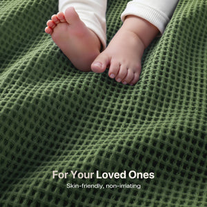 English Elm 1PC Twin Cotton Waffle Blanket 300gsm Lightweight Breathable Cozy Throw for Year-Round Comfort Green 15.75 L x 12.2 W x 3.94 H B035P341140