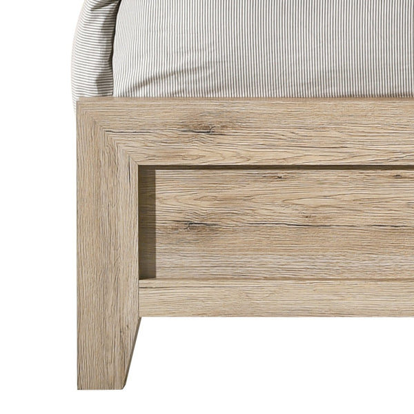 English Elm Miquell Queen Bed with Raised Molding Trim and Tapered Legs, Solid Frame, 660lb Capacity, Low Profile Natural 66 L x 28 W x 7 H B2726P254735