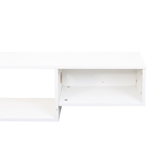 English Elm 65.35in Wall Mounted Floating TV Stand with 20 Color LEDs, Charging Station & Spacious Cable Management for Modern Entertainment White W331P242457