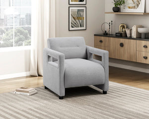English Elm Luxury Modern Boucle Accent Chair with Plywood Frame, Pocket Coil Support, Foam Padding, 300lb Capacity Gray 30 L x 25 W x 19.5 H B011P304427