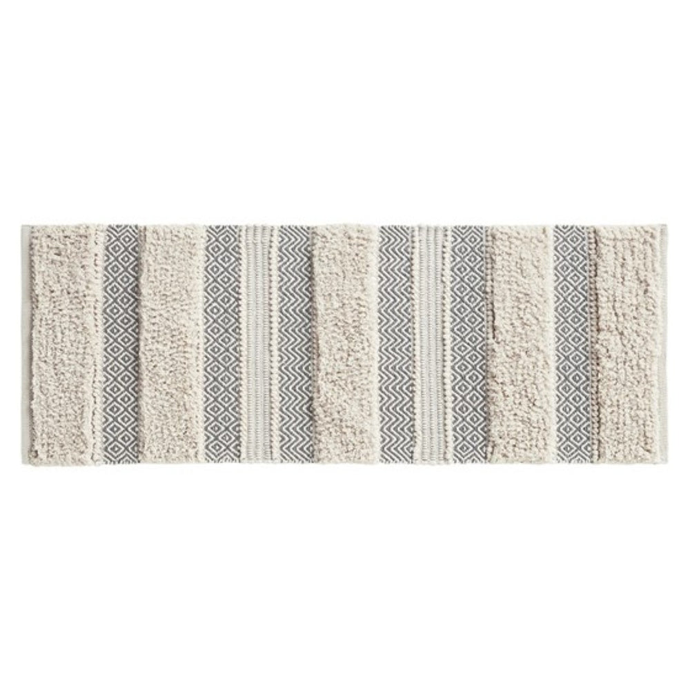 English Elm Woven Artisan-Crafted Bath Runner In Soft Grey, 22X58" - Boho Chic, Durable, Easy Care & Non-Skid Design B035129316-GIGA