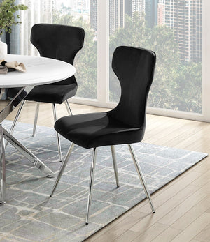 English Elm Ultra Velvet Side Chairs Set of 2 — Black Upholstery, Chrome Metal Legs, Modern Dining Accent Seats B011P285774