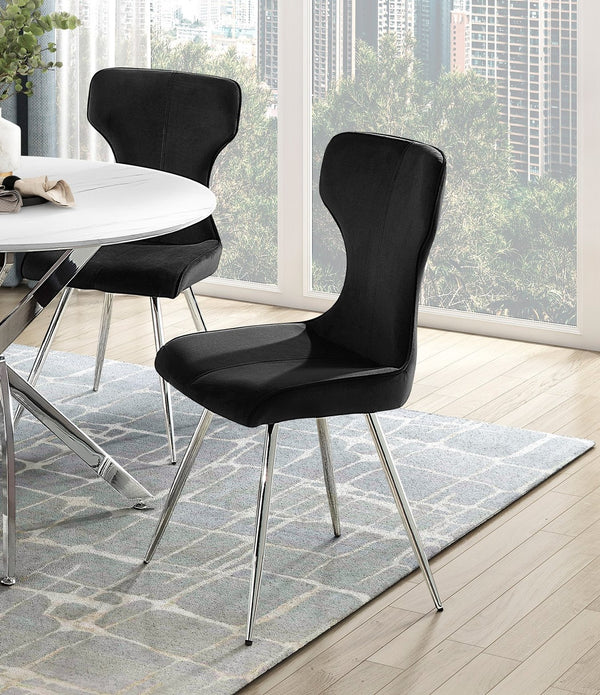 English Elm Ultra Velvet Side Chairs Set of 2 — Black Upholstery, Chrome Metal Legs, Modern Dining Accent Seats B011P285774