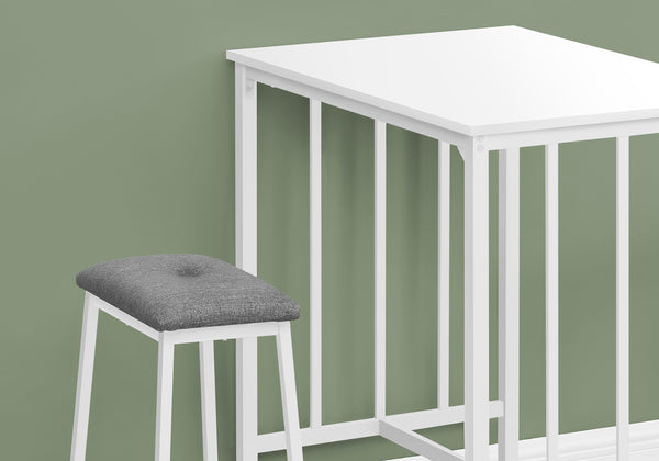 English Elm Dining 3-Piece Counter Height Bistro Set with 36" Wood-Look Laminate Table and Tufted Cushioned Stools, Contemporary White 40 L x 28 W x 6 H B2710P218829