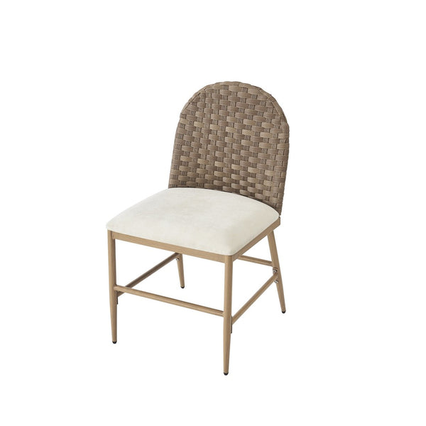 English Elm 7 Piece Oval Rubberwood Dining Set Rattan Back Chairs Walnut Finish Seats Six N762P396360D_N762P329084D6
