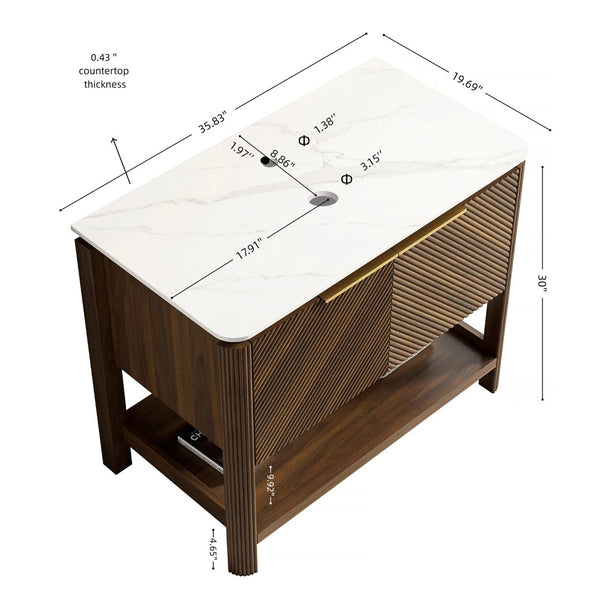 English Elm Nyah Wall Mounted Bathroom Vanity Cabinet with Led Lighting and Soft Close Drawer W2615P346333