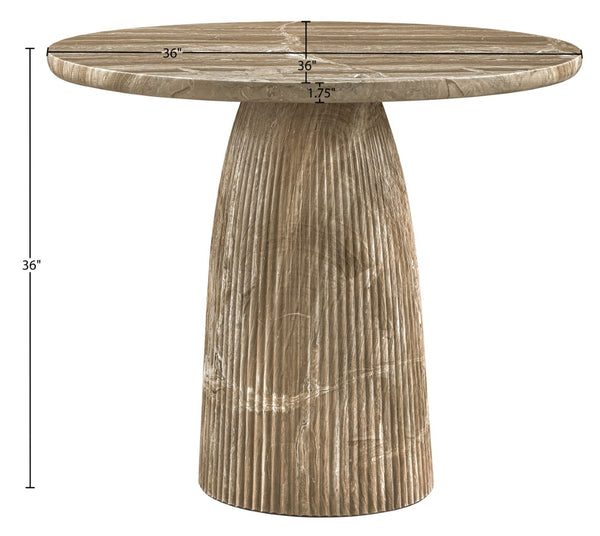 Meridian Furniture Venosa Art Deco Fluted Concrete Counter Height Table for Indoor Outdoor Dining Spaces Beige 36" W x 36" D x 36" H 765Beige-T36