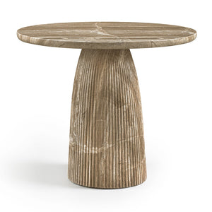 Meridian Furniture Venosa Art Deco Fluted Concrete Counter Height Table for Indoor Outdoor Dining Spaces Beige 36" W x 36" D x 36" H 765Beige-T36