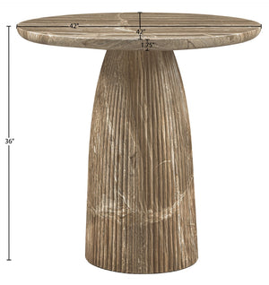 Meridian Furniture Venosa Art Deco Fluted Concrete Counter Height Table for Indoor Outdoor Dining Spaces Beige 42" W x 42" D x 36" H 765Beige-T42