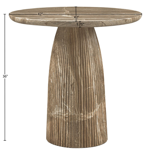 Meridian Furniture Venosa Art Deco Fluted Concrete Counter Height Table for Indoor Outdoor Dining Spaces Beige 42" W x 42" D x 36" H 765Beige-T42