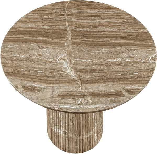 Meridian Furniture Venosa Art Deco Fluted Concrete Counter Height Table for Indoor Outdoor Dining Spaces Beige 42" W x 42" D x 36" H 765Beige-T42