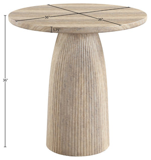 Meridian Furniture Venosa Art Deco Fluted Concrete Counter Height Table for Indoor Outdoor Dining Spaces Travertine 36" W x 36" D x 36" H 765Travertine-T36