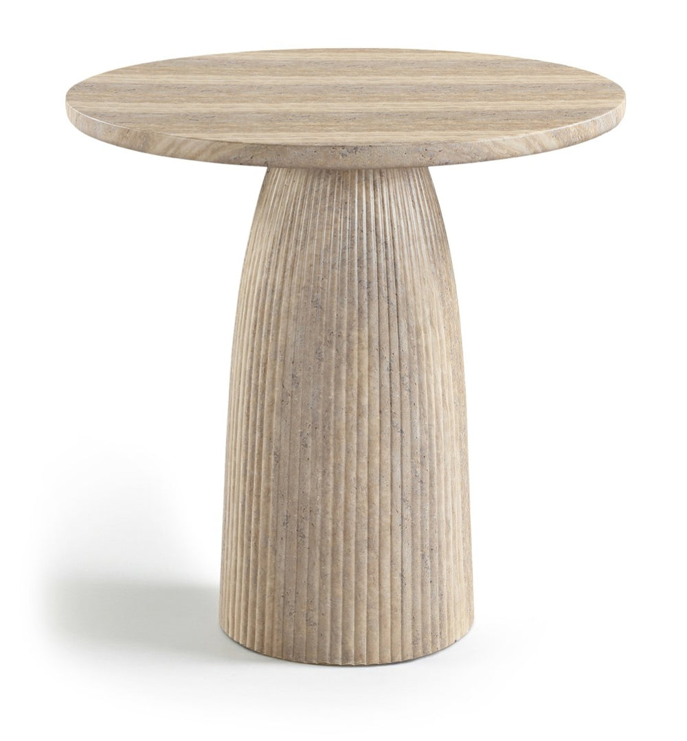 Meridian Furniture Venosa Art Deco Fluted Concrete Counter Height Table for Indoor Outdoor Dining Spaces Travertine 36" W x 36" D x 36" H 765Travertine-T36