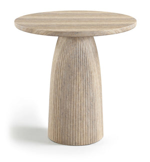 Meridian Furniture Venosa Art Deco Fluted Concrete Counter Height Table for Indoor Outdoor Dining Spaces Travertine 36" W x 36" D x 36" H 765Travertine-T36