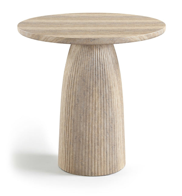 Meridian Furniture Venosa Art Deco Fluted Concrete Counter Height Table for Indoor Outdoor Dining Spaces Travertine 36" W x 36" D x 36" H 765Travertine-T36