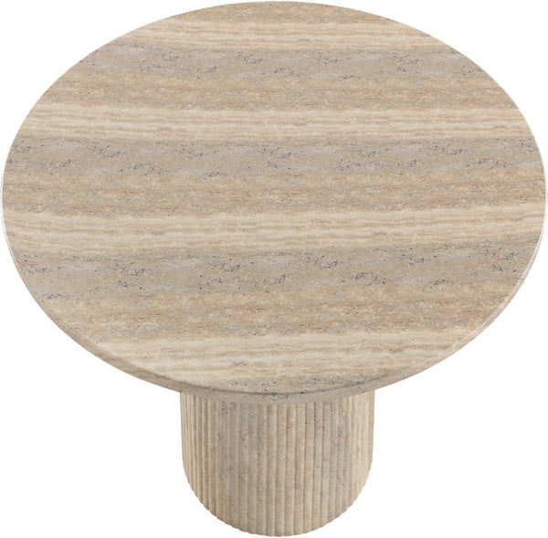 Meridian Furniture Venosa Art Deco Fluted Concrete Counter Height Table for Indoor Outdoor Dining Spaces Travertine 36" W x 36" D x 36" H 765Travertine-T36