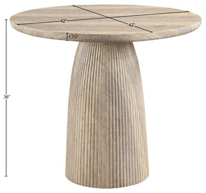 Meridian Furniture Venosa Art Deco Fluted Concrete Counter Height Table for Indoor Outdoor Dining Spaces Travertine 42" W x 42" D x 36" H 765Travertine-T42