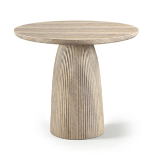 Meridian Furniture Venosa Art Deco Fluted Concrete Counter Height Table for Indoor Outdoor Dining Spaces Travertine 42" W x 42" D x 36" H 765Travertine-T42