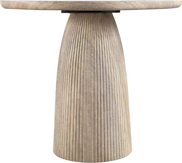 Meridian Furniture Venosa Art Deco Fluted Concrete Counter Height Table for Indoor Outdoor Dining Spaces Travertine 42" W x 42" D x 36" H 765Travertine-T42