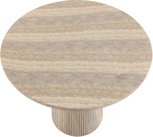 Meridian Furniture Venosa Art Deco Fluted Concrete Counter Height Table for Indoor Outdoor Dining Spaces Travertine 42" W x 42" D x 36" H 765Travertine-T42
