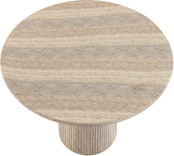 Meridian Furniture Venosa Art Deco Fluted Concrete Counter Height Table for Indoor Outdoor Dining Spaces Travertine 42" W x 42" D x 36" H 765Travertine-T42