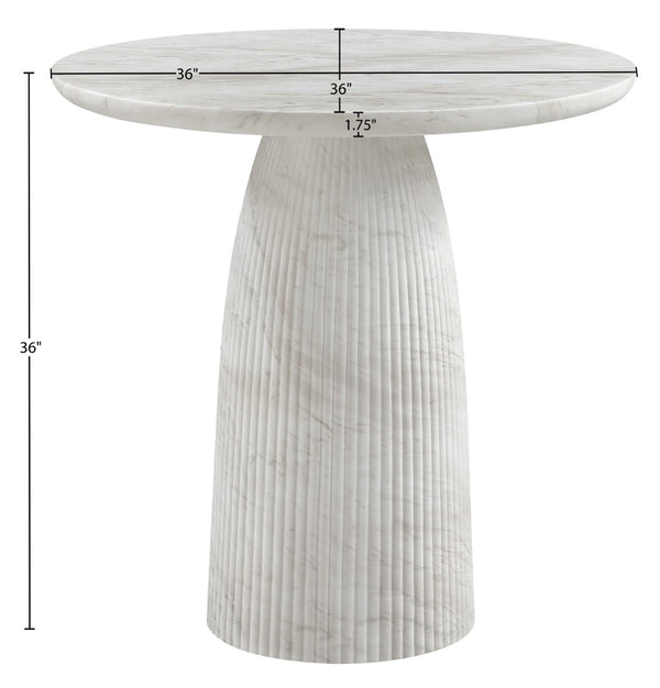 Meridian Furniture Venosa Art Deco Fluted Concrete Counter Height Table for Indoor Outdoor Dining Spaces White 36" W x 36" D x 36" H 765White-T36