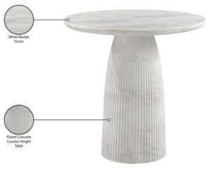 Meridian Furniture Venosa Art Deco Fluted Concrete Counter Height Table for Indoor Outdoor Dining Spaces White 36" W x 36" D x 36" H 765White-T36