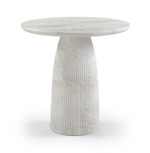 Meridian Furniture Venosa Art Deco Fluted Concrete Counter Height Table for Indoor Outdoor Dining Spaces White 36" W x 36" D x 36" H 765White-T36